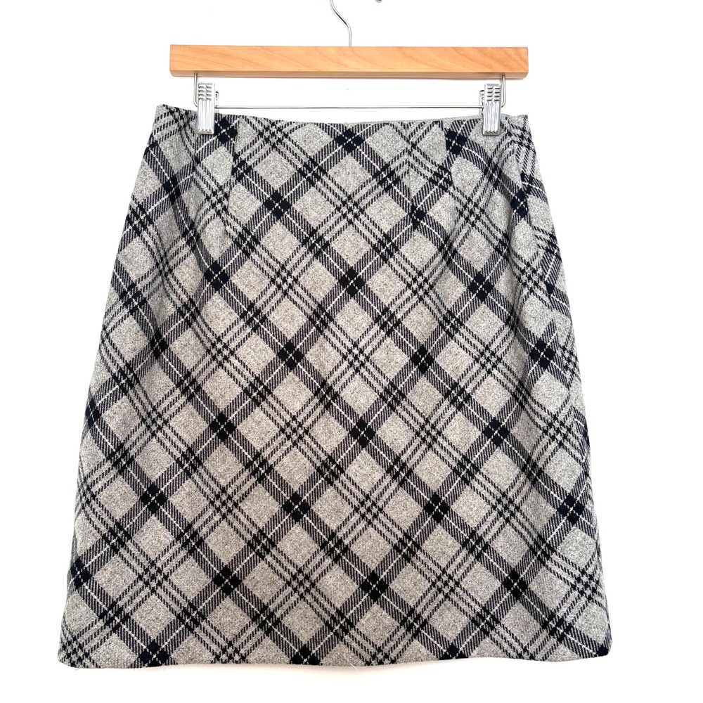 NWT, Talbot's, Women's Pencil Skirt, Gray & Black Plaid, Wool Blend, Size 2 - Picture 2 of 4